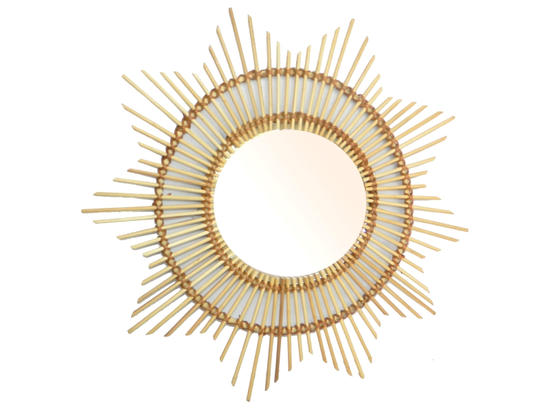 Star shaped bamboo decor mirror